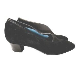Vintage Thierry Rabotin Women's Black Suede Block Heel‎ Pumps Career Size 38